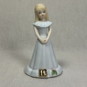 Growing up Birthday Girls Blonde Hair Age 10 Blue Dress Ceramic